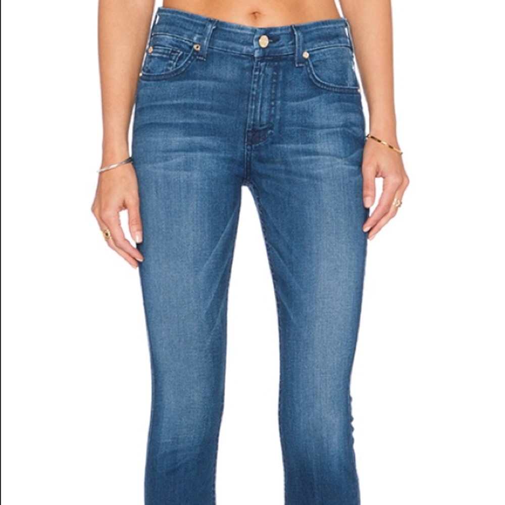 7 For All Mankind Mid Rise Cropped Skinny Jeans